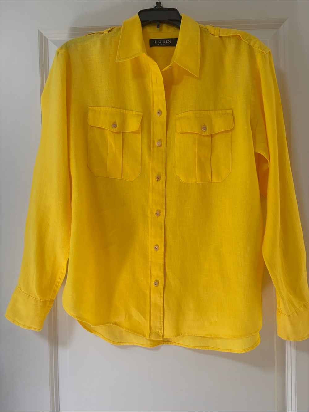 Lauren by Ralph Lauren Bright Yellow Linen Shirt
